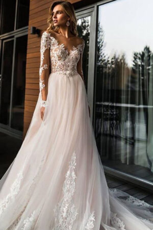 Elegante-Abito-Da-Sposa-In-Pizzo-abiti-da-sposa-2020-Semplice-UNA-Linea-di-Abiti-Da-2